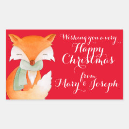 Raposa de Natal feliz etiquetas de presentes de ar