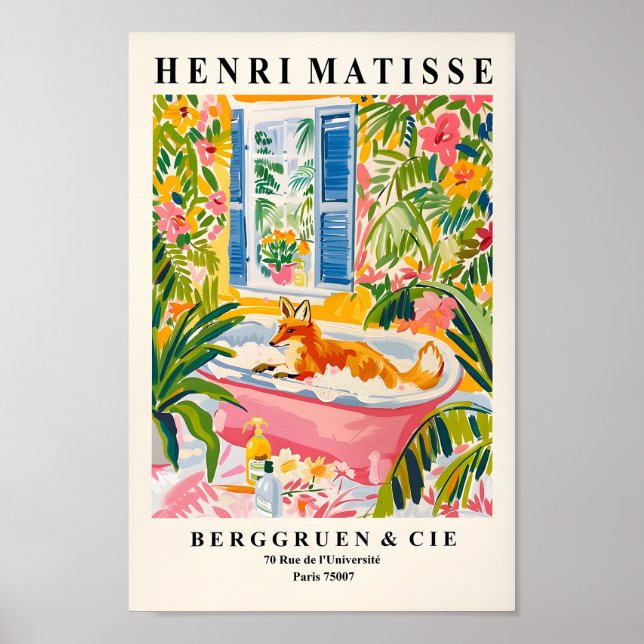 Raposa Em Bathtub Poster Engraçado, Arte De Muro D (Frente)