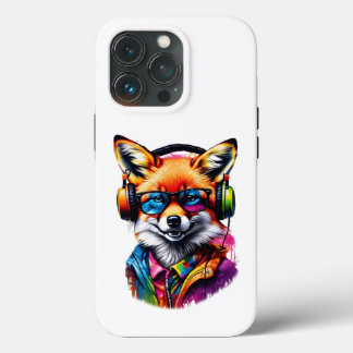Raposa em fones de ouvido e óculos