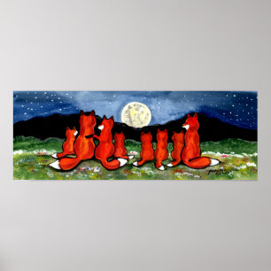 Raposa Família Raposa Assistindo Poster Noite de L