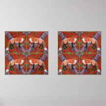Raposa Inspirada em William Morris com campainhas
