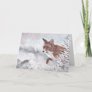 Raposa Vermelha no Cartão de Saudação de Arte da V