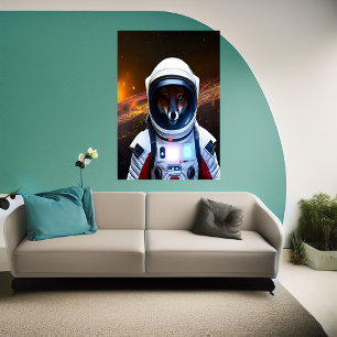 Raposa vermelha no traje espacial AI Art Poster