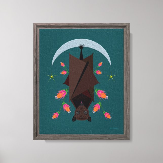 Raposa Voadora Teal 8x10 Canvas Giclée Impressão (Frente)