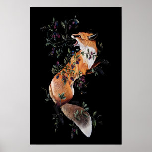 Raposar com Frutas e Abelhas- Impressão Giclee de
