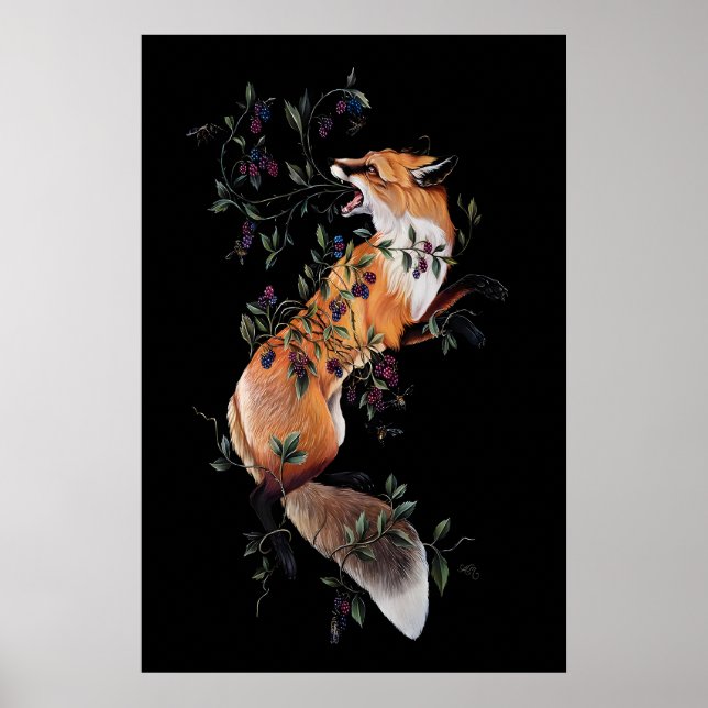 Raposar com Frutas e Abelhas- Impressão Giclee de (Frente)