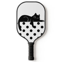 Raquete de Pickleball com Gatos Pontilhados Pretos