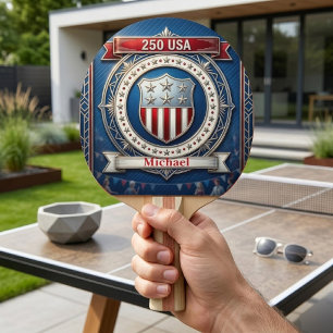 Raquete De Ping Pong 250 Anos Emblema Americano Liberdade Vermelho Azul