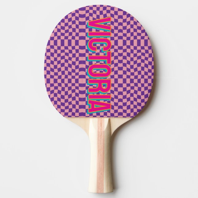 Raquete De Ping Pong 2D Retro Colorful Lettering Name (Frente)