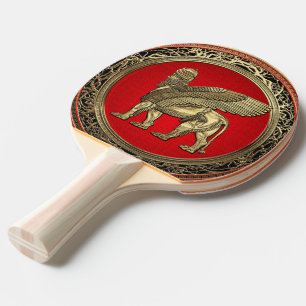 Raquete De Ping Pong [310] Leão Assírio - Dourado Lamaçu
