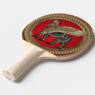 Raquete De Ping Pong [400] Leão Assírio: Dourado e Negro Lamaçu