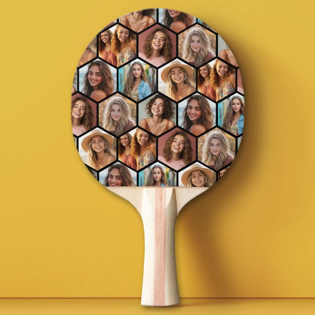 Raquete De Ping Pong 7 Fotografia Colagem - padrão funky honeycomb (Custom Pink Pong Paddle)
