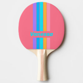 Raquete De Ping Pong 80s Neon Sunrise Pin Striped with Name