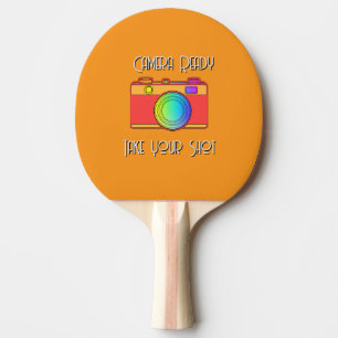Raquete De Ping Pong A Câmera Pronta Leva O Tiro De Laranja