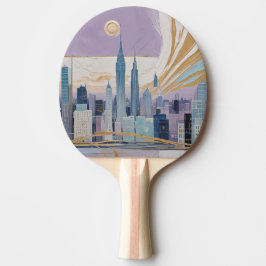 Raquete De Ping Pong A Lunar Cityscape