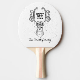 Raquete De Ping Pong A magia rena branca e negra do Ano Novo