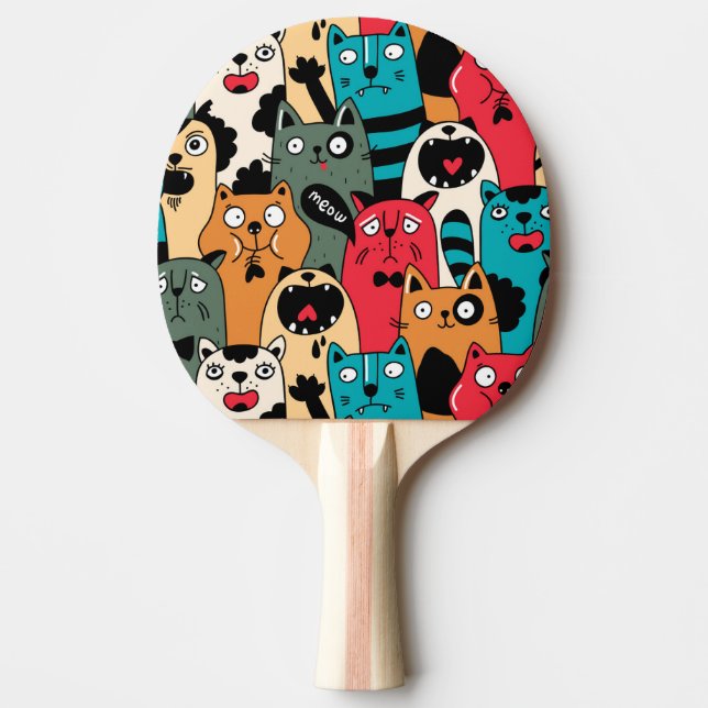 Raquete De Ping Pong A multidão de gatos (Frente)