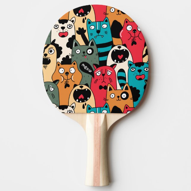 Raquete De Ping Pong A multidão de gatos (Frente)