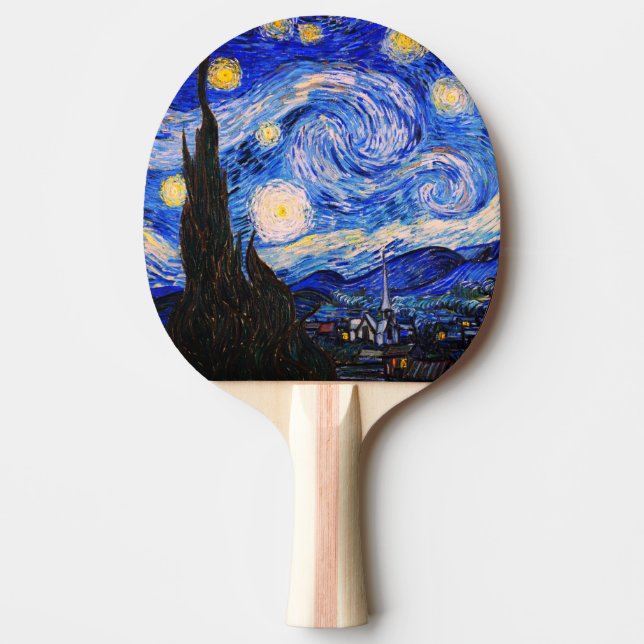 Raquete De Ping Pong A Noite Estrelada de Vincent Van Gogh (Frente)