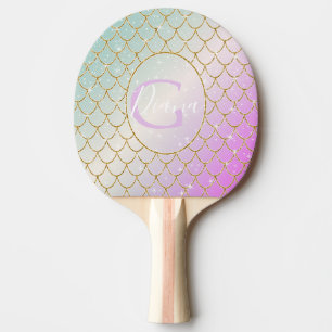 Raquete De Ping Pong A Pequena Sereia. Ouro redimensionado em um caos r