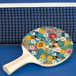 Raquete De Ping Pong Abejas y Florales Patrón de Flor de Abeja