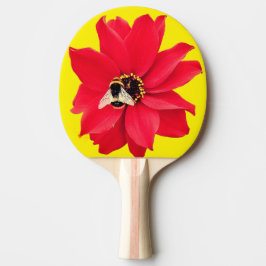 Raquete De Ping Pong Abelha, numa flor vermelha