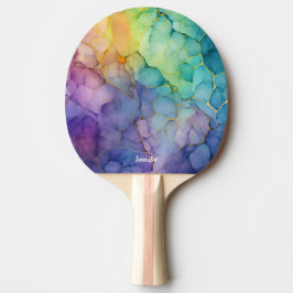 Raquete de Ping Pong Abstrata Bonita com Nome