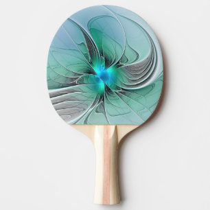 Raquete De Ping Pong Abstrato com Arte Fractal Azul, Moderna