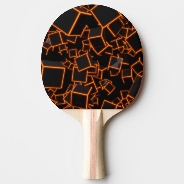 Raquete De Ping Pong Abstrato de Cubos Laranja (Frente)