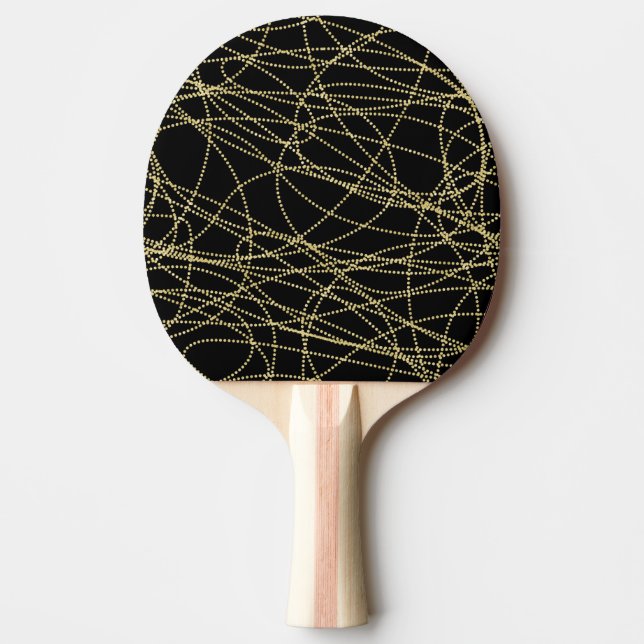 Raquete De Ping Pong Abstrato Dourado preto (Frente)