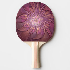 Raquete De Ping Pong Abstrato Modern Floral Arte Fractal Cores de Berry