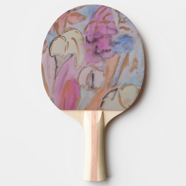Raquete De Ping Pong Abstrato Pastel Floral (Frente)