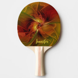 Raquete De Ping Pong Abstrato Red Orange Green Flower Name