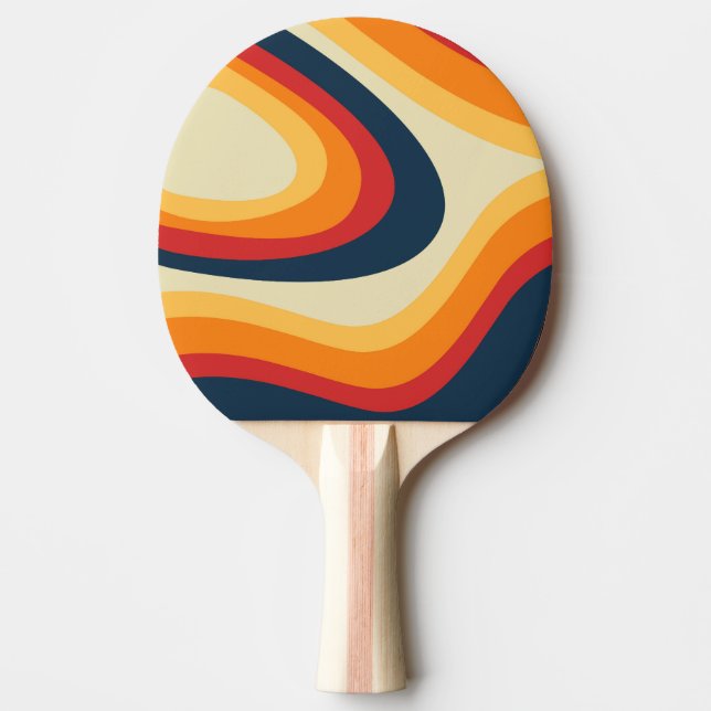 Raquete De Ping Pong Abstrato retro style waves design (Frente)