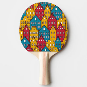 Raquete De Ping Pong Abstrato urbano: padrão de cidade de vintage