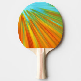 Raquete De Ping Pong Abstrato vermelho amarelo alaranjado listras em az