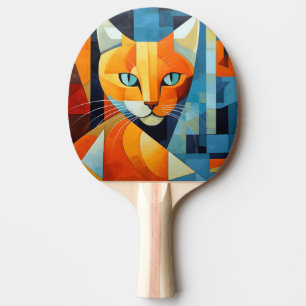 Raquete De Ping Pong Abstrato Whiskers: Gato Laranja