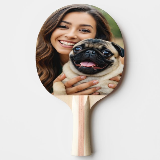Raquete De Ping Pong Adicionar Foto de Pug Personalizar Customizar (Frente)