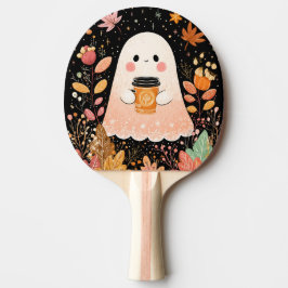 Raquete De Ping Pong Adorável Fantasma de Outono com Café de Abóbora – 