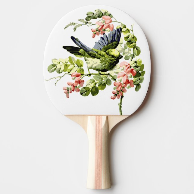 Raquete De Ping Pong Adorável Jovem Papagaio na Flor da Árvore (Frente)