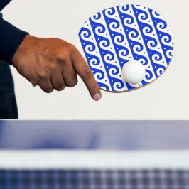 Raquete De Ping Pong Adorno Grego, Padrão de Onda Mediterrâneo, Azul