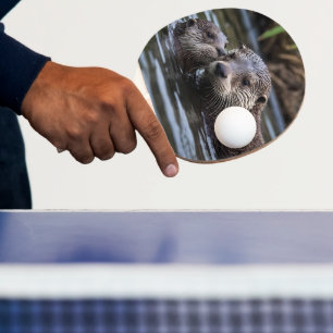 Raquete De Ping Pong **"Adrift in Love: Mummy and Baby Otter"**