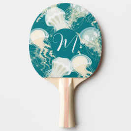 Raquete De Ping Pong Água-Vapor No Monograma Da Época De Verão Do Ocean