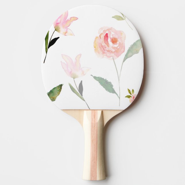 Raquete De Ping Pong Aguarela bonita floral (Frente)