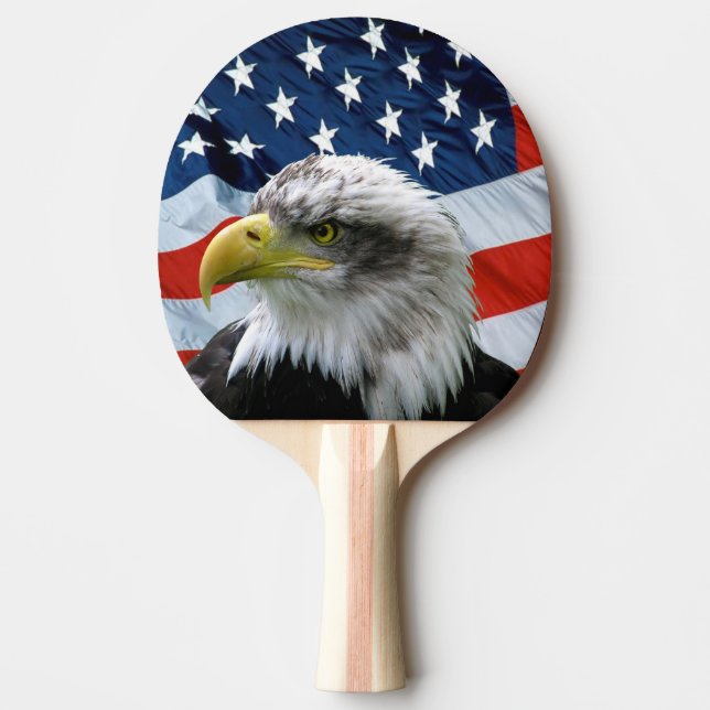 Raquete De Ping Pong Águia americana e bandeira americana (Frente)