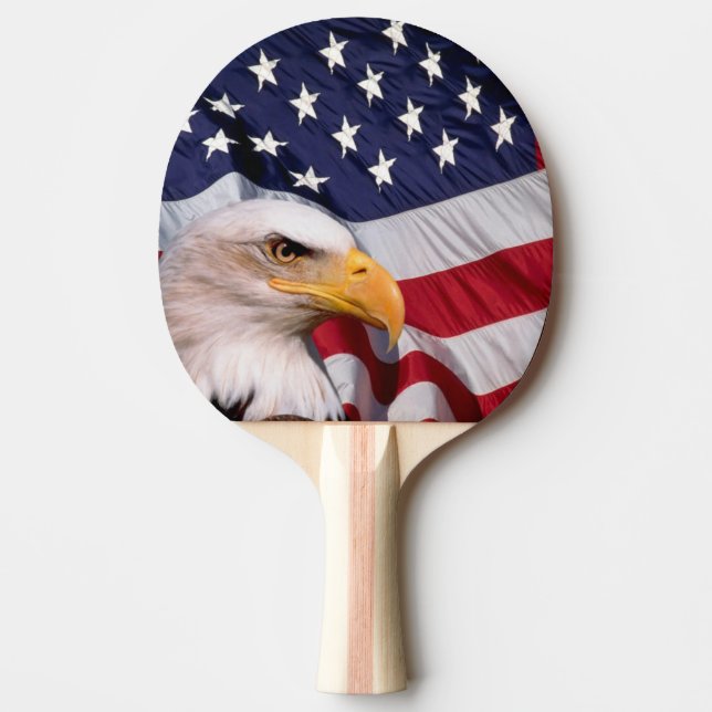 Raquete De Ping Pong Águia Balda com Bandeira Americana (Frente)