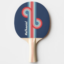 Raquete De Ping Pong Alça Azul Náutica Vintage com Nome