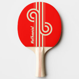 Raquete De Ping Pong Alça de Dupla Faixa Cereja Retro com Nome