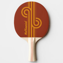 Raquete De Ping Pong Alça de Listra Dupla Laranja Retrô com Nome