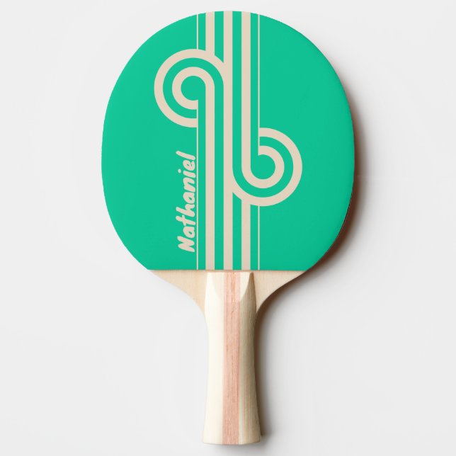 Raquete De Ping Pong Alça de Listra Dupla Mint Retro com Nome (Verso)